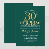 サプライズ30周年結婚記念日 - 緑の金 招待状 (正面/裏面)