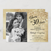 サプライズ30周年記念 フォト付き - ゴールド 招待状 (正面/裏面)