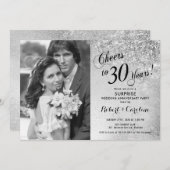 サプライズ30周年記念 フォト付き - シルバー 招待状 (正面/裏面)