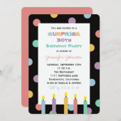 サプライズ30歳の誕生日パーティー5本のかわいらしキャンドル 招待状 (正面/裏面)