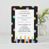 サプライズ30歳の誕生日パーティー5本のかわいらしキャンドル 招待状 (スタンド正面)