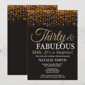 サプライズ30歳の誕生日 30歳で素敵に輝く ゴールド 招待状 (正面/裏面)