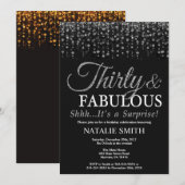 サプライズ30歳の誕生日 30歳にしてとっても素敵 シルバー 招待状 (正面/裏面)