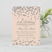 サプライズ30歳誕生日シルバーグリッター赤面 招待状 (スタンド正面)