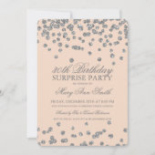 サプライズ30歳誕生日シルバーグリッター赤面 招待状 (正面)