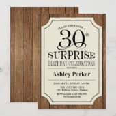 サプライズ30歳誕生日パーティー - ウッドパターン 招待状 (正面/裏面)