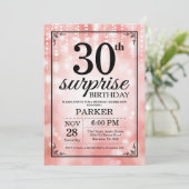 サプライズ30歳誕生日招待状ピンクグリッター 招待状 (スタンド正面)