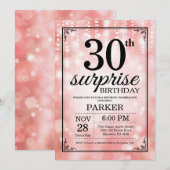 サプライズ30歳誕生日招待状ピンクグリッター 招待状 (正面/裏面)