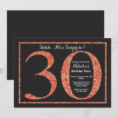 サプライズ30歳誕生日招待状 オレンジグリッター 招待状 (正面/裏面)