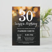 サプライズ30歳誕生日招待状 ゴールドグリッター 招待状 (スタンド正面)