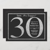 サプライズ30歳誕生日招待状 シルバーグリッター 招待状 (正面/裏面)