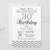 サプライズ30歳誕生日招待状 シルバーグリッター 招待状 (正面)