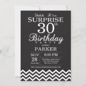 サプライズ30歳誕生日 ブラック&ホワイト チェック 招待状 (正面)