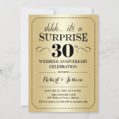 サプライズ30結婚周年記念 – 金ゴールドブラック 招待状 (正面)
