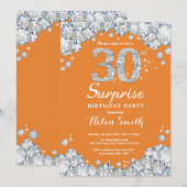 サプライズ30thバースデーオレンジとシルバーダイヤモンド 招待状 (正面/裏面)