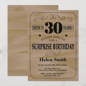 サプライズ30thバースデー素朴ウッド 招待状 (正面/裏面)