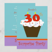 サプライズ30th誕生日パーティの招待状 招待状 (正面/裏面)
