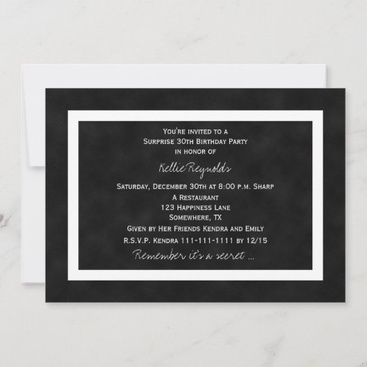 サプライズ30th誕生日パーティの招待状Chalkboard 招待状 (裏面)
