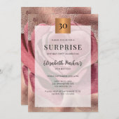 サプライズ30th誕生日パーティーバラ金ゴールドグリッター 招待状 (正面/裏面)