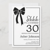 サプライズ30th誕生日パーティーブラックボウコケット 招待状 (正面)