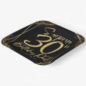 サプライズ30th誕生日パーティーブラック&金ゴールドグリッター ペーパープレート (傾斜あり)