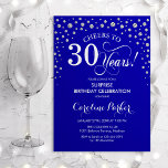 サプライズ30th誕生日パーティー王室の- Blue Silver 招待状<br><div class="desc">サプライズ30th誕生日パーティの招待状。青エレガントと王室のグリッター銀のフェイクデザイン。スクリプトフォントとダイヤモンド紙吹雪の機能。応援30年！メッセージもしの詳細なカスタマイズが必要。</div>