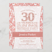サプライズ30th誕生日パーティー-バラ金ゴールド白 招待状 (正面/裏面)