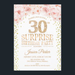 サプライズ30th誕生日パーティー – ホワイト金ゴールドピンク 招待状<br><div class="desc">サプライズ30th誕生日パーティの招待状。エレガントグリッター金ゴールドフェイクのデザイン、白とピンク。特徴紙吹雪、スクリプトフォントと水色赤面ピンクの花。メッセージもしの詳細なカスタマイズが必要。</div>