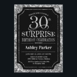 サプライズ30th誕生日パーティー- Silver Black 招待状<br><div class="desc">サプライズ30th誕生日お祝い招待状。黒エレガントとグリッター銀のパタフェイクーンの上品なデザイン。機能スクエレガントリプトフォントメッセージもしの詳細なカスタマイズが必要。</div>