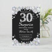 サプライズ30th誕生日招待状シルバーダイヤモンド 招待状 (スタンド正面)