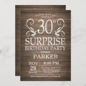 サプライズ30th誕生日招待状素朴ウッド 招待状 (正面/裏面)