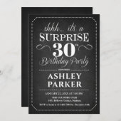 サプライズ30th Birthday - Chalkboard白黒 招待状 (正面/裏面)