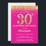 サプライズ30th Birthday Hot Pink and金ゴールドグリッター 招待状<br><div class="desc">サプライズ30th Birthday Hot Pinkと金ゴールドグリッター紙吹雪誕生日招待状。さらにカスタマイズするには、「クリック カスタマイズ   」ボタンをクリックし、デザインツールを使用してこのテンプレートを変更してください。</div>