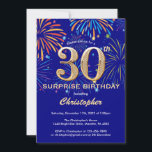 サプライズ30th Birthday Navy Blue &金ゴールド花火 招待状<br><div class="desc">サプライズ30歳誕生日ネービーブルー&金ゴールドレインボー花火招待状さらにカスタマイズするには、「クリック カスタマイズ   」ボタンをクリックし、デザインツールを使用してこのテンプレートを変更してください。</div>