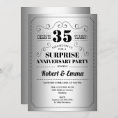 サプライズ35周年パーティー - シルバー ブラック 招待状 (正面/裏面)
