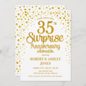 サプライズ35周年結婚記念日 - ゴールド&ホワイト 招待状 (正面/裏面)