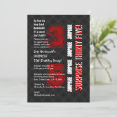 サプライズ35歳 現代風 バースデー 赤 黒 白 G541 招待状 (スタンド正面)