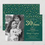 サプライズ40周年フォトグリーンゴールド 招待状 (正面/裏面)