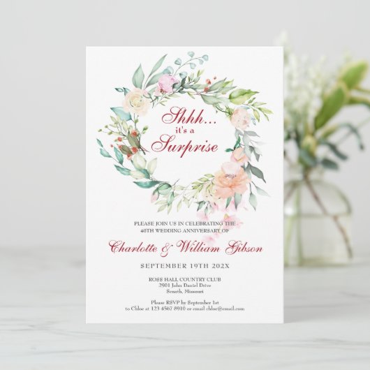 サプライズ40周年ルビー結婚記念日パーティーの写真 招待状 (スタンド正面)