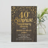 サプライズ40周年結婚記念日 - ウッド＆ゴールド 招待状 (スタンド正面)