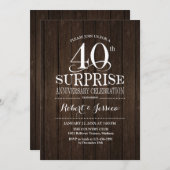 サプライズ40周年結婚記念日 ウッド 招待状 (正面/裏面)