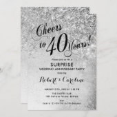 サプライズ40周年結婚記念日 - シルバー 招待状 (正面/裏面)