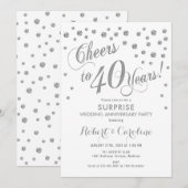 サプライズ40周年結婚記念日 - 白＆シルバー 招待状 (正面/裏面)