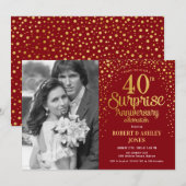 サプライズ40周年記念 フォト - 赤金 招待状 (正面/裏面)