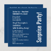 サプライズ40歳の誕生日ネービモダンーブルーホワイトD459 招待状 (正面/裏面)