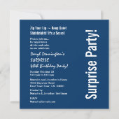 サプライズ40歳の誕生日ネービモダンーブルーホワイトD459 招待状 (正面)