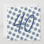 サプライズ40歳の誕生日パーティーブルーアジサイ 招待状 (裏面)