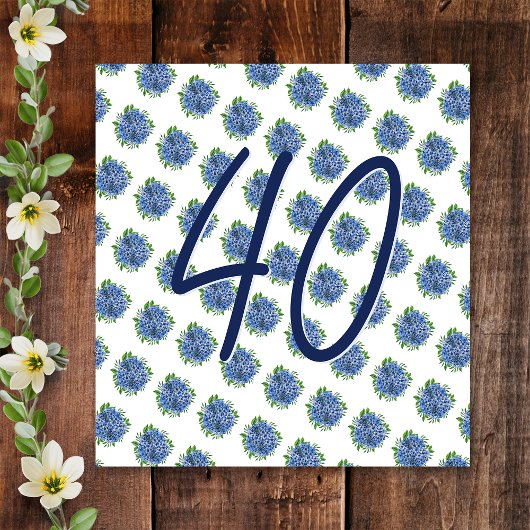 サプライズ40歳の誕生日パーティーブルーアジサイ 招待状