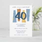 サプライズ40歳の誕生日ミッドセンチュリーモダンブルー 招待状 (スタンド正面)