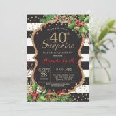 サプライズ40歳の誕生日招待状 クリスマス ゴールド 招待状 (スタンド正面)
